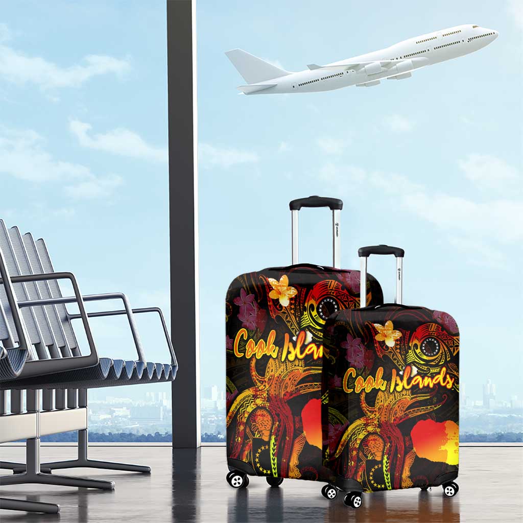 Cook Islands Luggage Cover Octopus Plumeria Polynesian Tattoo