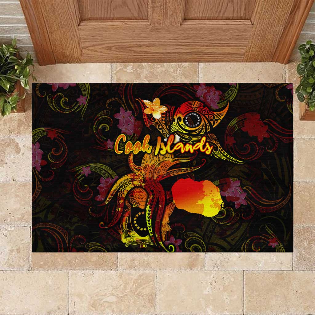 Cook Islands Rubber Doormat Octopus Plumeria Polynesian Tattoo