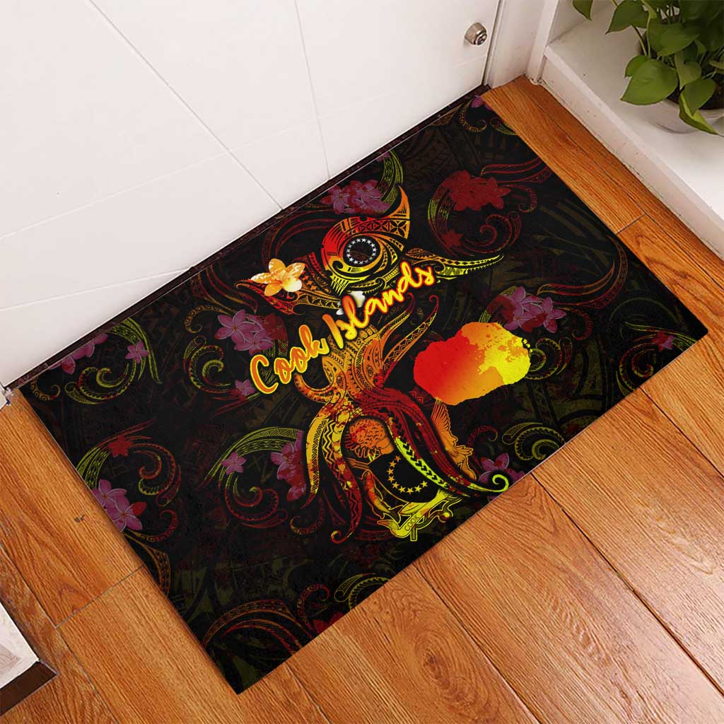 Cook Islands Rubber Doormat Octopus Plumeria Polynesian Tattoo