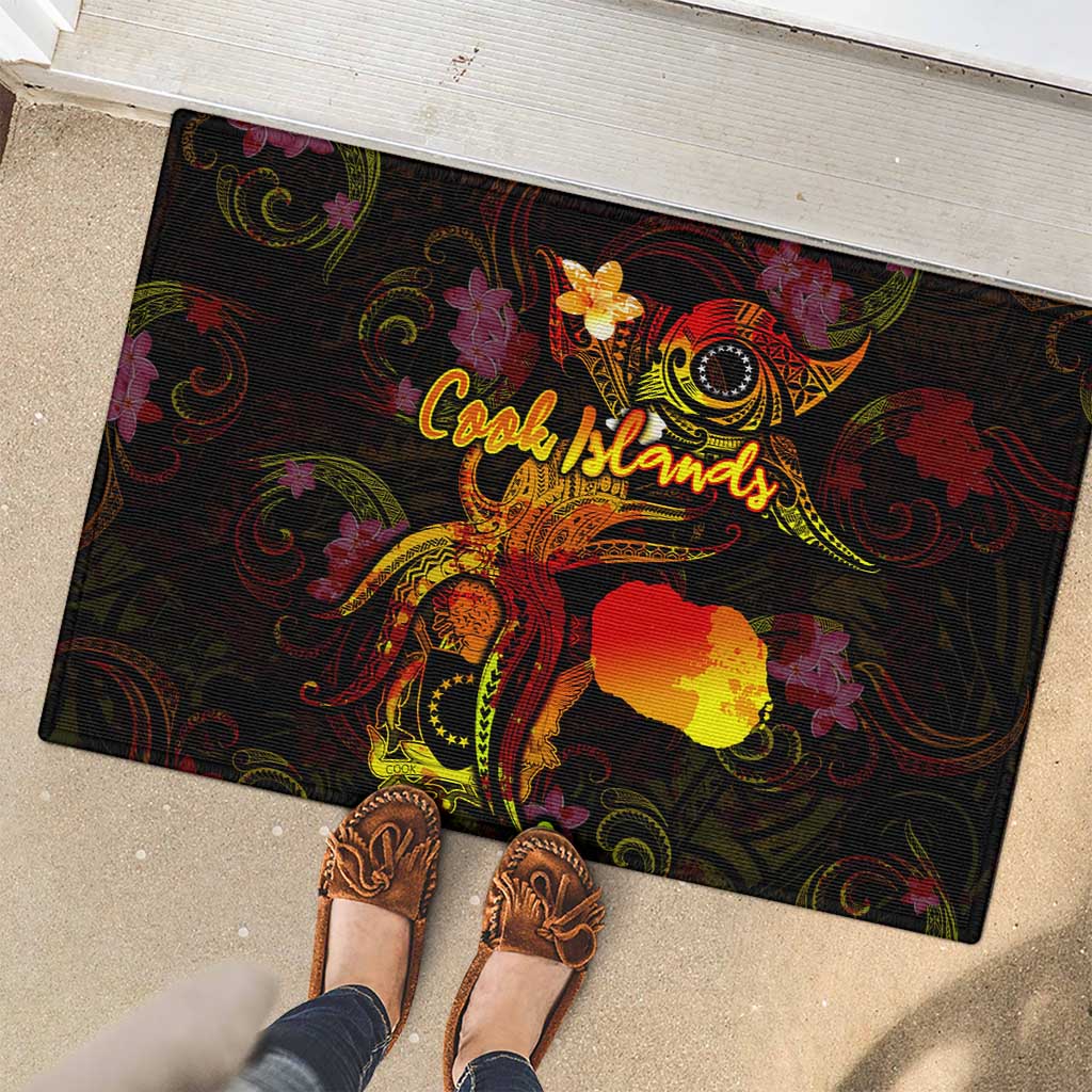 Cook Islands Rubber Doormat Octopus Plumeria Polynesian Tattoo