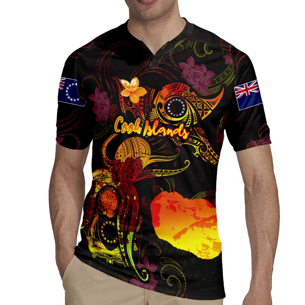 Cook Islands Rugby Jersey Octopus Plumeria Polynesian Tattoo