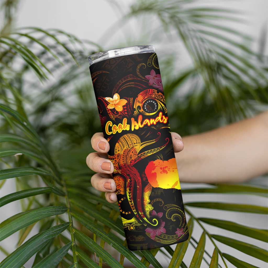 Cook Islands Skinny Tumbler Octopus Plumeria Polynesian Tattoo
