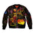 Cook Islands Sleeve Zip Bomber Jacket Octopus Plumeria Polynesian Tattoo