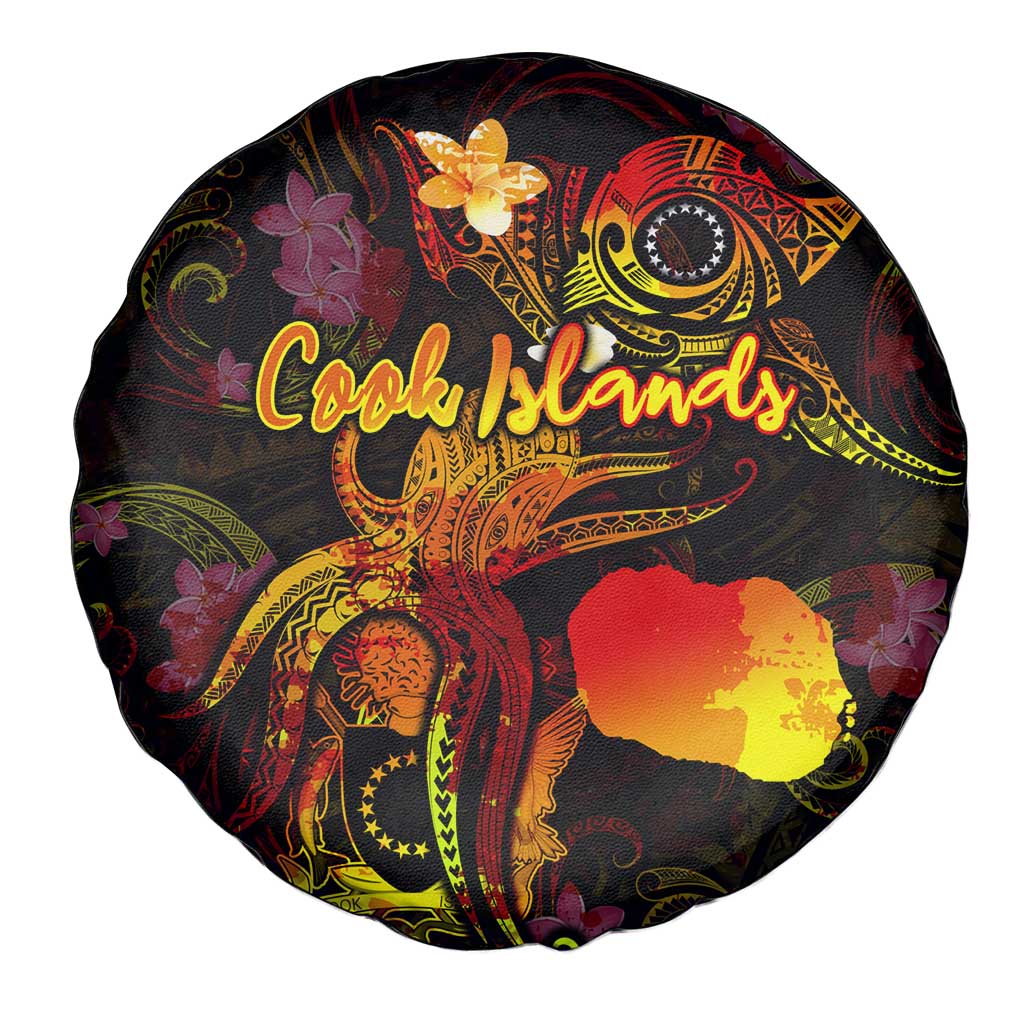 Cook Islands Spare Tire Cover Octopus Plumeria Polynesian Tattoo