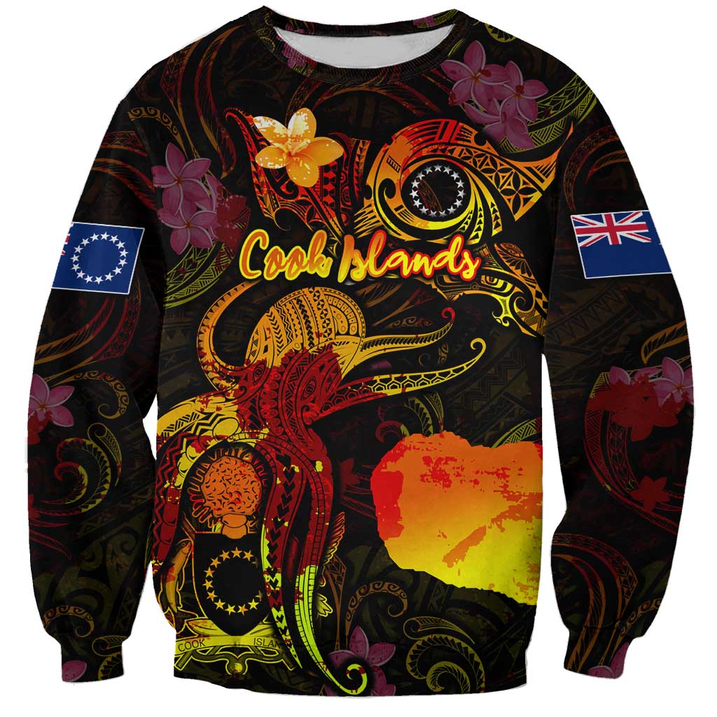 Cook Islands Sweatshirt Octopus Plumeria Polynesian Tattoo