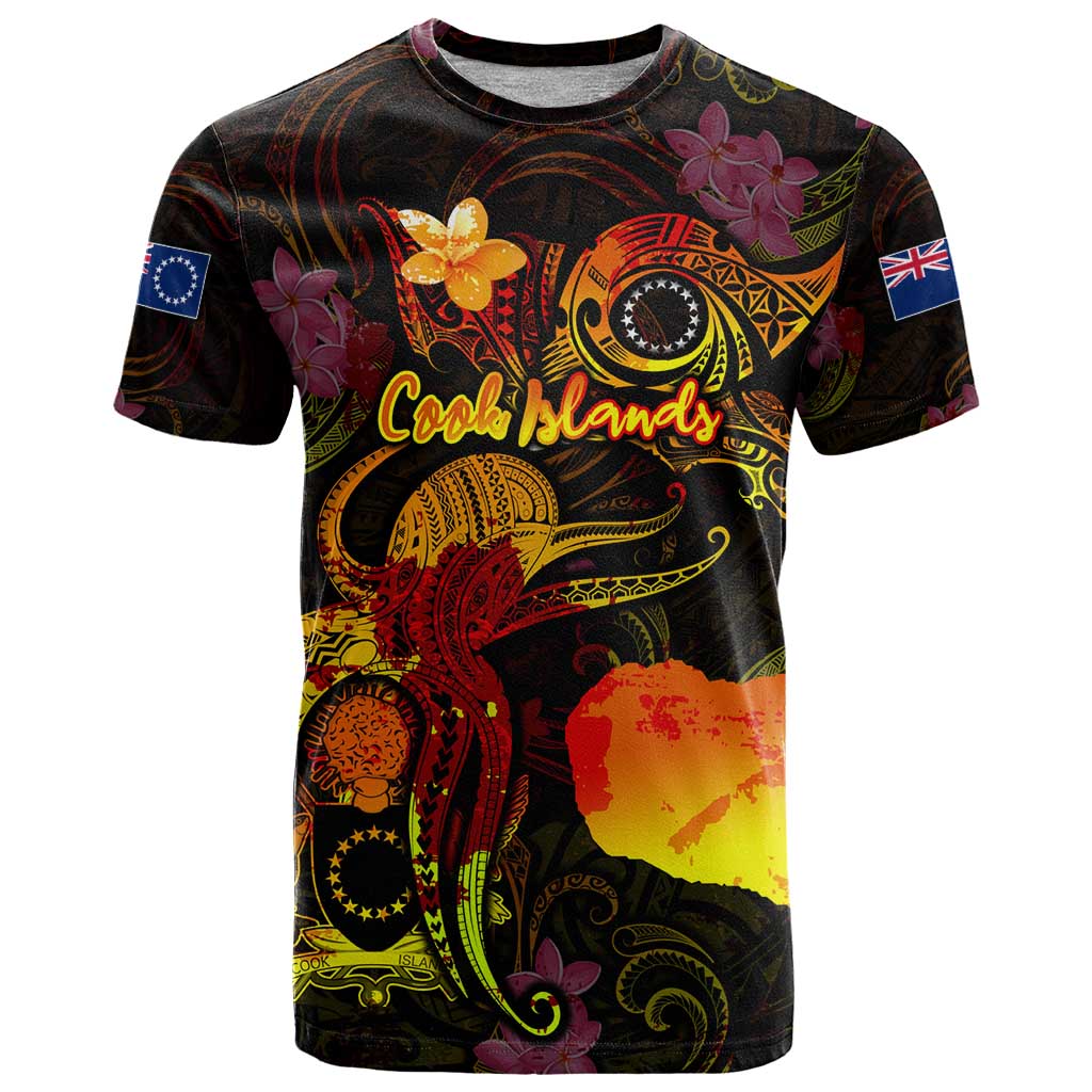 Cook Islands T Shirt Octopus Plumeria Polynesian Tattoo
