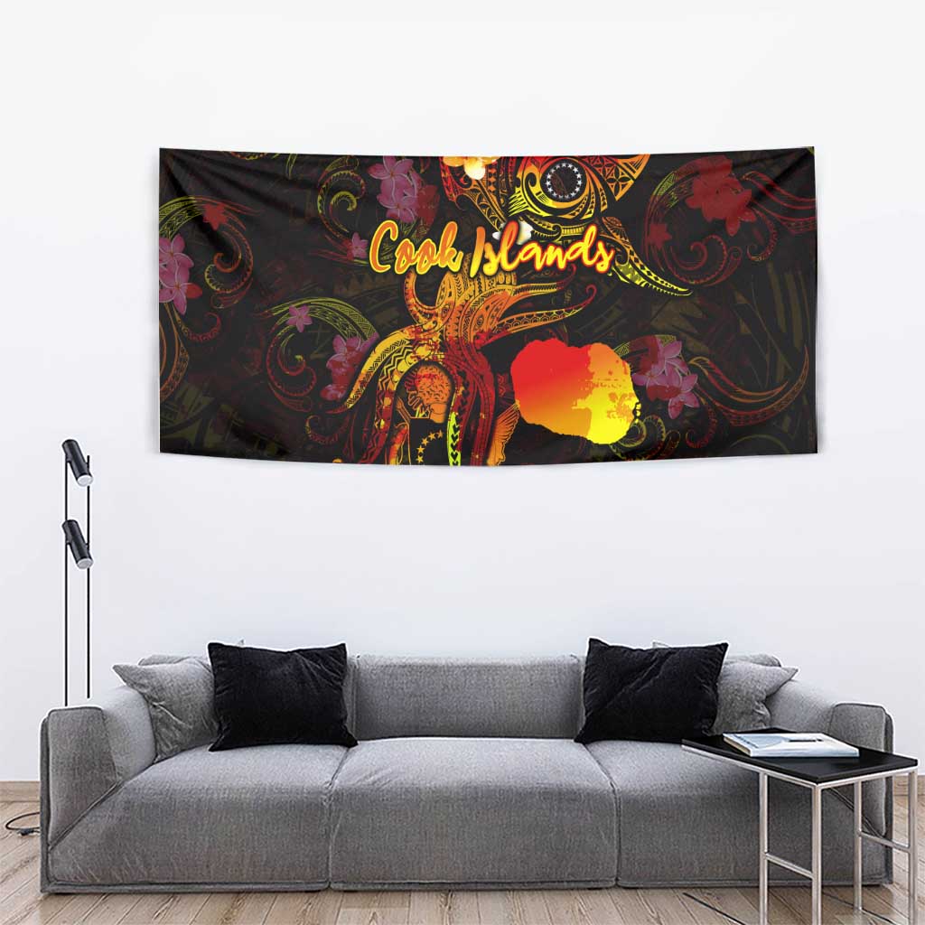 Cook Islands Tapestry Octopus Plumeria Polynesian Tattoo