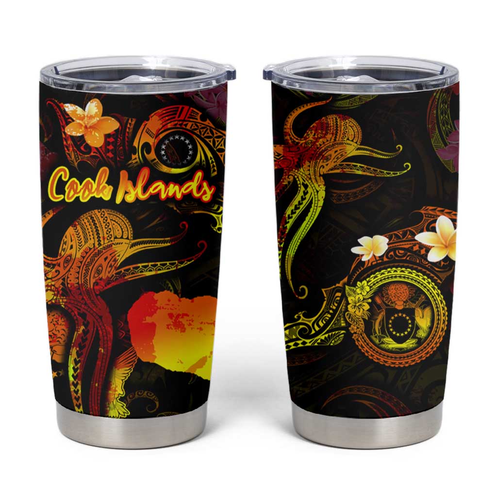 Cook Islands Tumbler Cup Octopus Plumeria Polynesian Tattoo