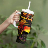 Cook Islands Tumbler With Handle Octopus Plumeria Polynesian Tattoo
