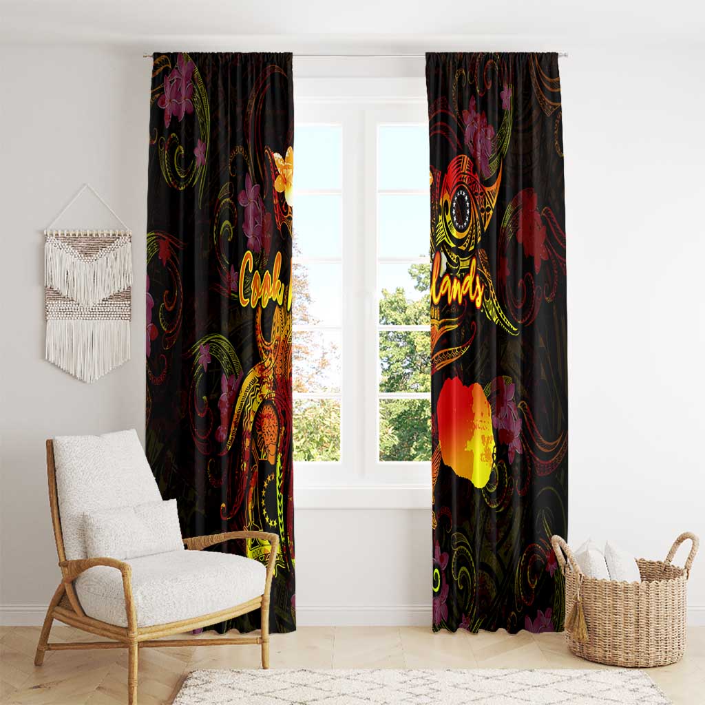 Cook Islands Window Curtain Octopus Plumeria Polynesian Tattoo