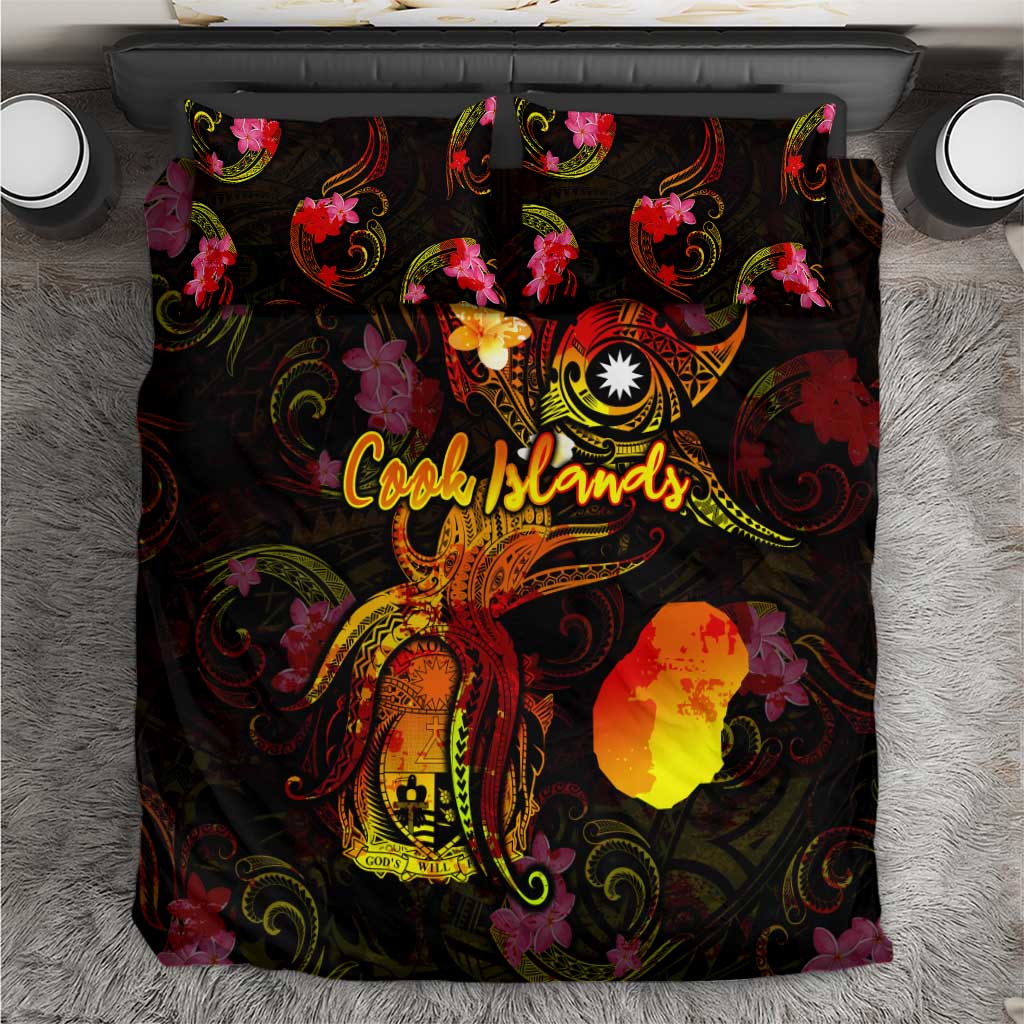 Nauru Bedding Set Octopus Plumeria Polynesian Tattoo DT02 Black - Polynesian Pride