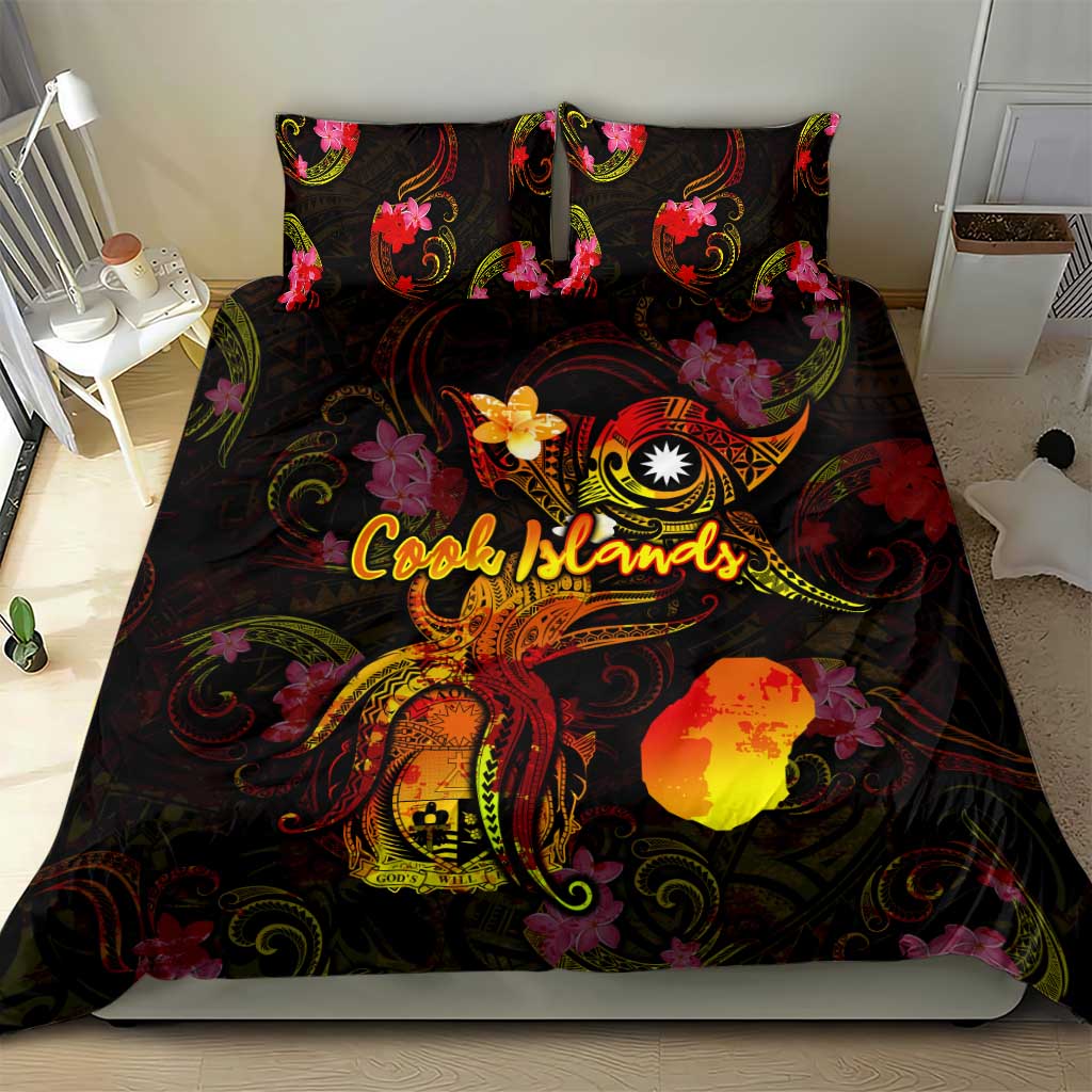 Nauru Bedding Set Octopus Plumeria Polynesian Tattoo