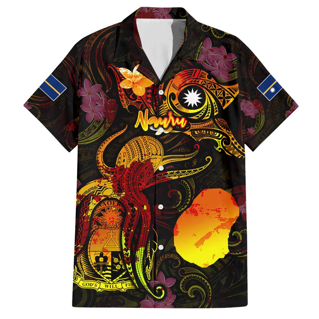Nauru Hawaiian Shirt Octopus Plumeria Polynesian Tattoo DT02 Black - Polynesian Pride