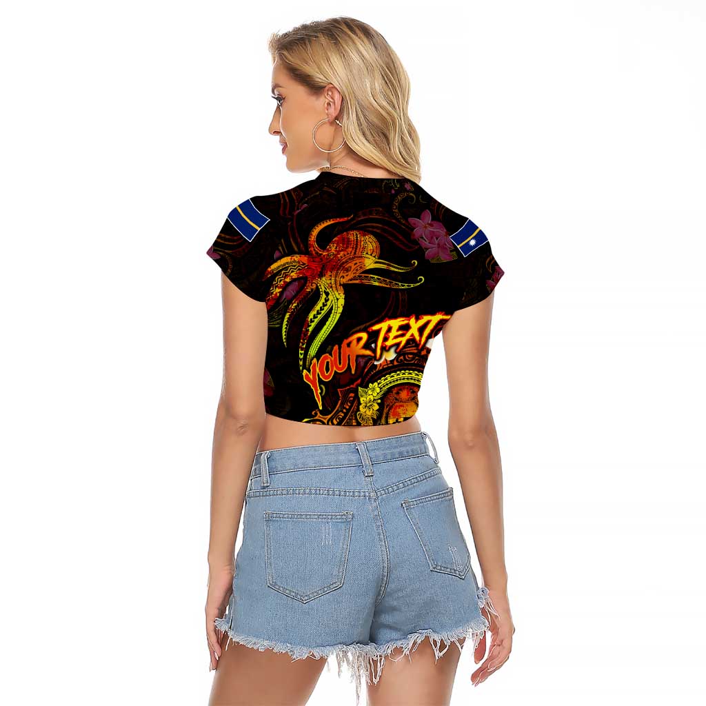 Nauru Raglan Cropped T Shirt Octopus Plumeria Polynesian Tattoo