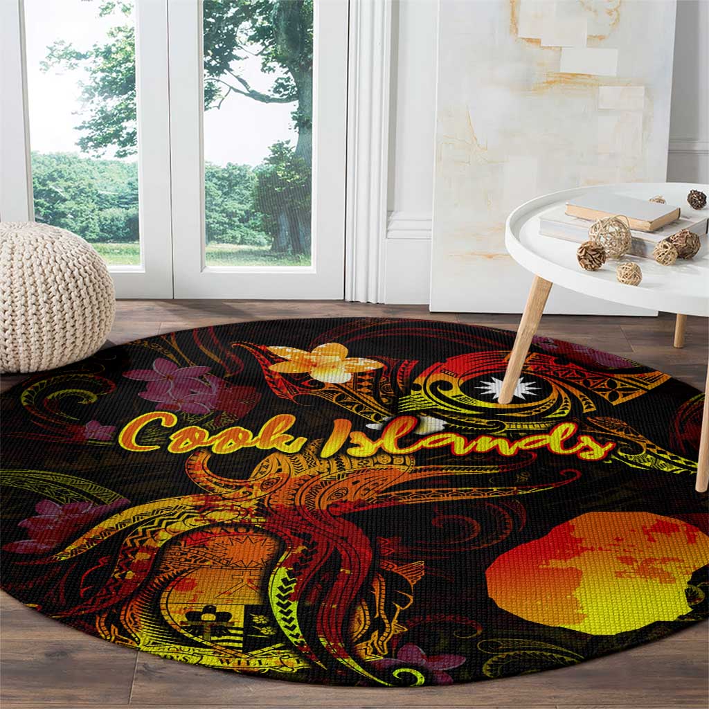 Nauru Round Carpet Octopus Plumeria Polynesian Tattoo