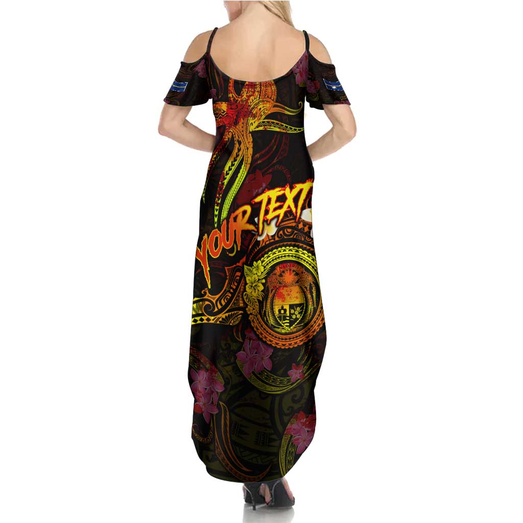 Nauru Summer Maxi Dress Octopus Plumeria Polynesian Tattoo