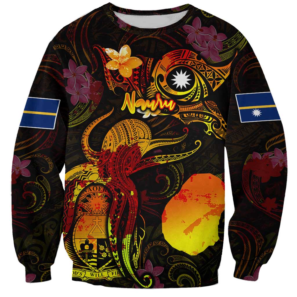 Nauru Sweatshirt Octopus Plumeria Polynesian Tattoo DT02 Unisex Black - Polynesian Pride