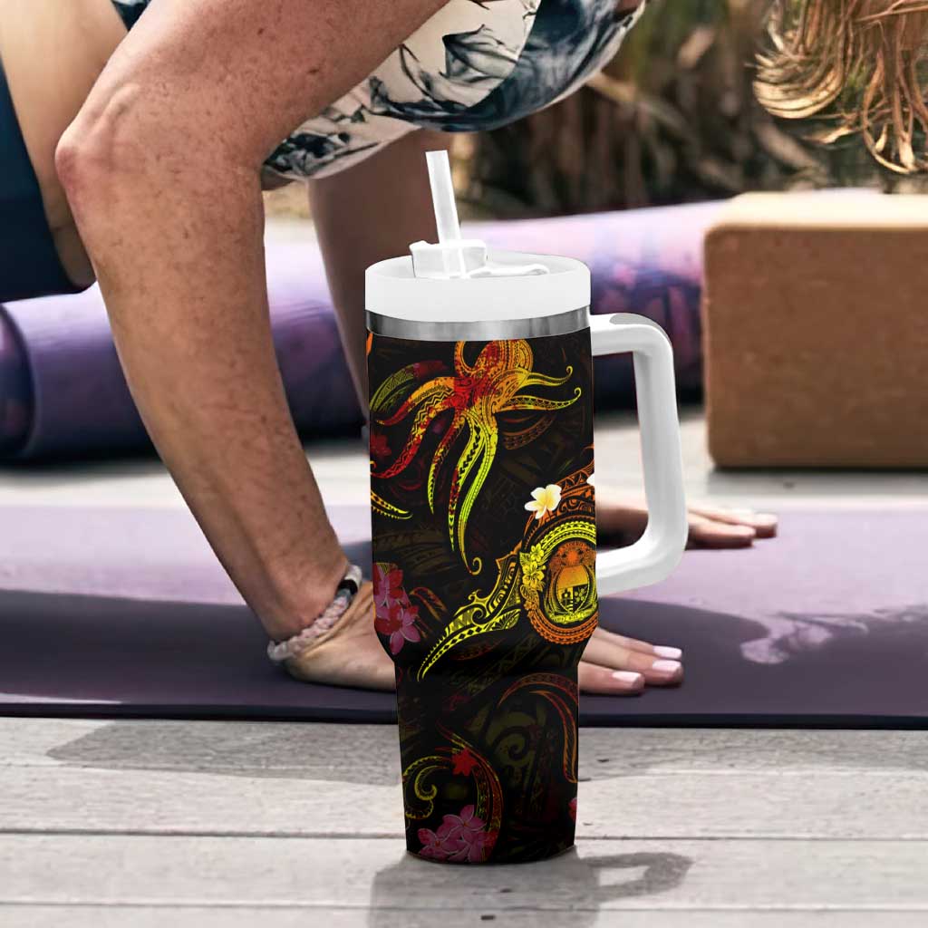 Nauru Tumbler With Handle Octopus Plumeria Polynesian Tattoo