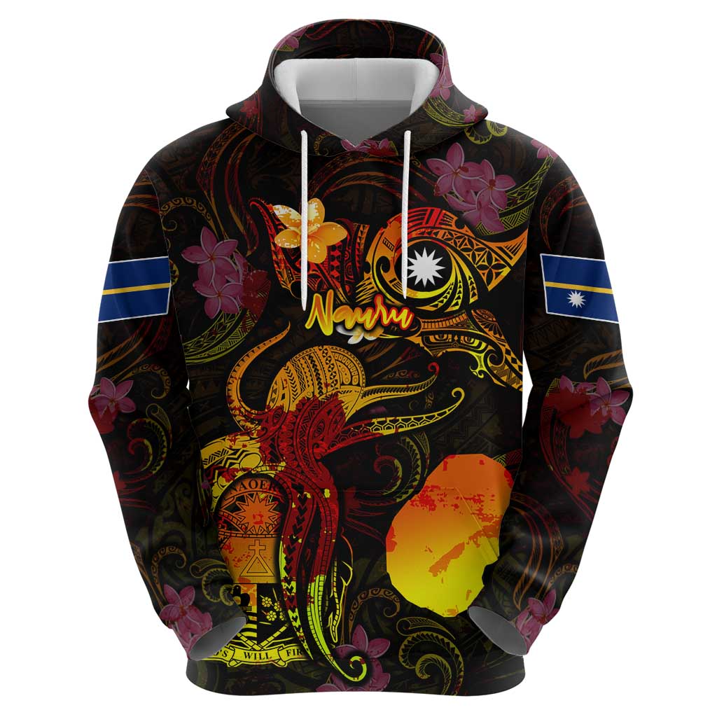 Nauru Zip Hoodie Octopus Plumeria Polynesian Tattoo