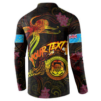 Tuvalu Button Sweatshirt Octopus Plumeria Polynesian Tattoo