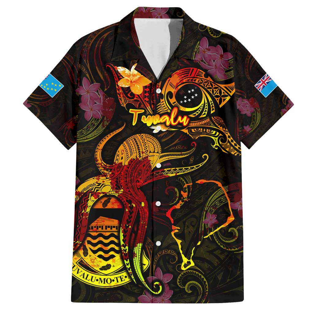 Tuvalu Family Matching Long Sleeve Bodycon Dress and Hawaiian Shirt Octopus Plumeria Polynesian Tattoo