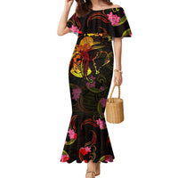 Tuvalu Family Matching Mermaid Dress and Hawaiian Shirt Octopus Plumeria Polynesian Tattoo