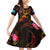 Tuvalu Family Matching Off Shoulder Short Dress and Hawaiian Shirt Octopus Plumeria Polynesian Tattoo