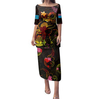 Tuvalu Family Matching Puletasi and Hawaiian Shirt Octopus Plumeria Polynesian Tattoo