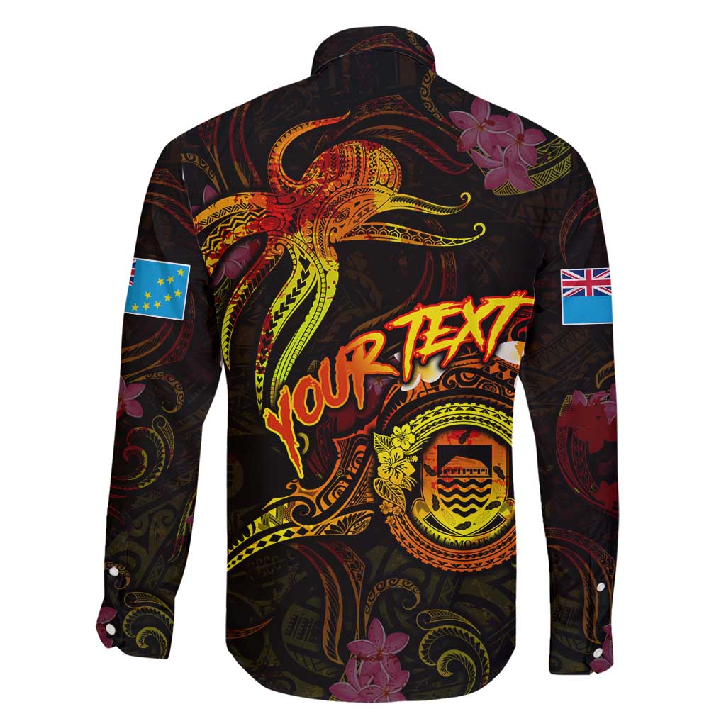 Tuvalu Family Matching Short Sleeve Bodycon Dress and Hawaiian Shirt Octopus Plumeria Polynesian Tattoo