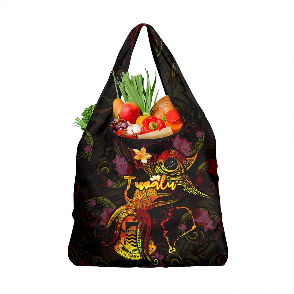 Tuvalu Grocery Bag Octopus Plumeria Polynesian Tattoo