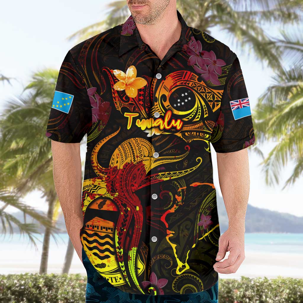 Tuvalu Hawaiian Shirt Octopus Plumeria Polynesian Tattoo
