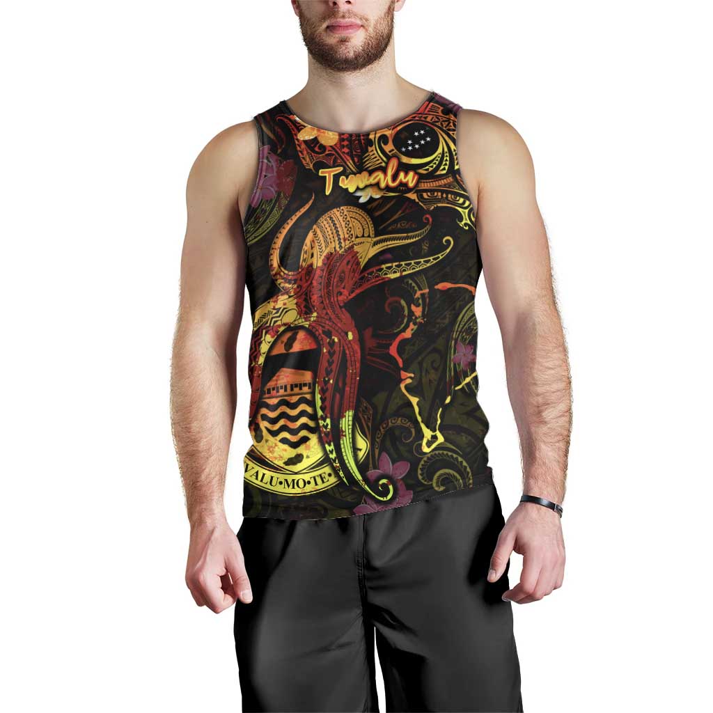 Tuvalu Men Tank Top Octopus Plumeria Polynesian Tattoo