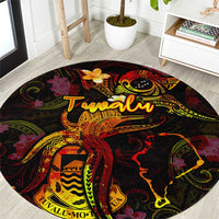 Tuvalu Round Carpet Octopus Plumeria Polynesian Tattoo