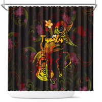 Tuvalu Shower Curtain Octopus Plumeria Polynesian Tattoo