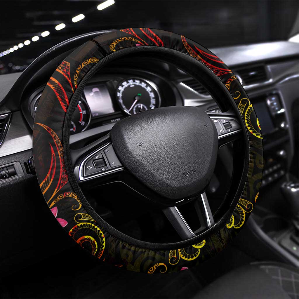 Tuvalu Steering Wheel Cover Octopus Plumeria Polynesian Tattoo