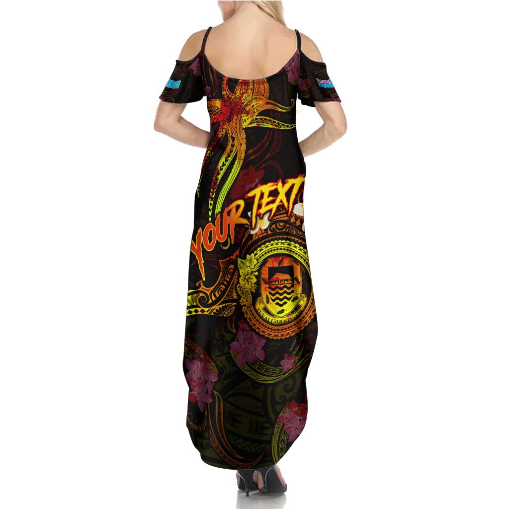 Tuvalu Summer Maxi Dress Octopus Plumeria Polynesian Tattoo