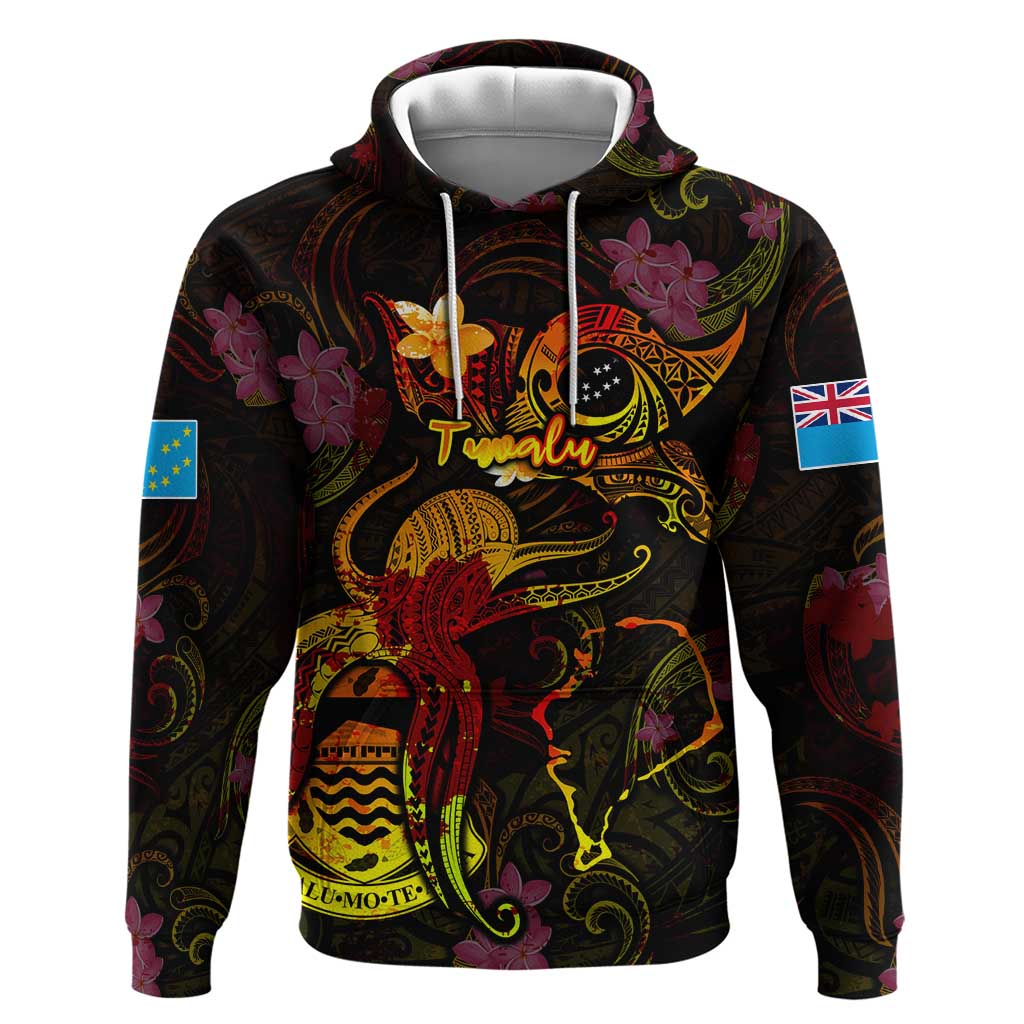 Tuvalu Zip Hoodie Octopus Plumeria Polynesian Tattoo