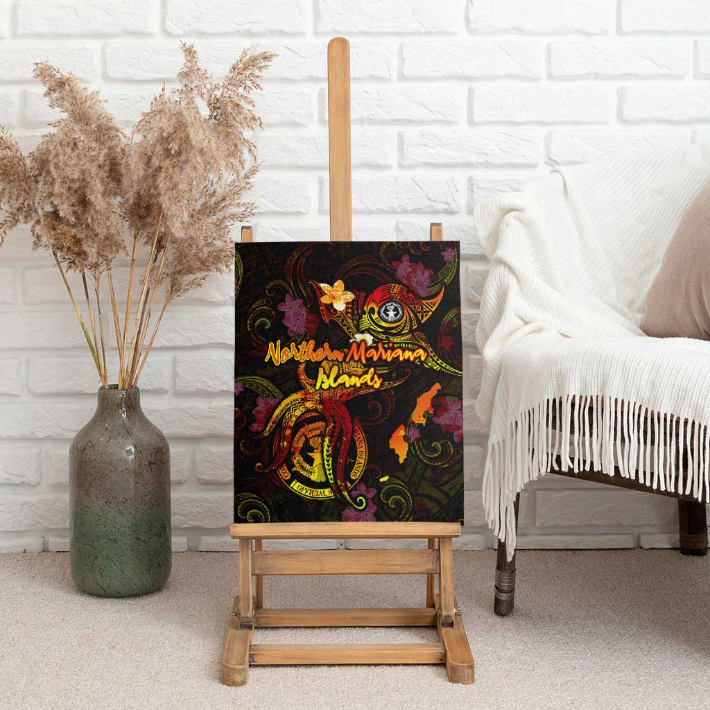 Northern Mariana Islands Canvas Wall Art Octopus Plumeria Polynesian Tattoo