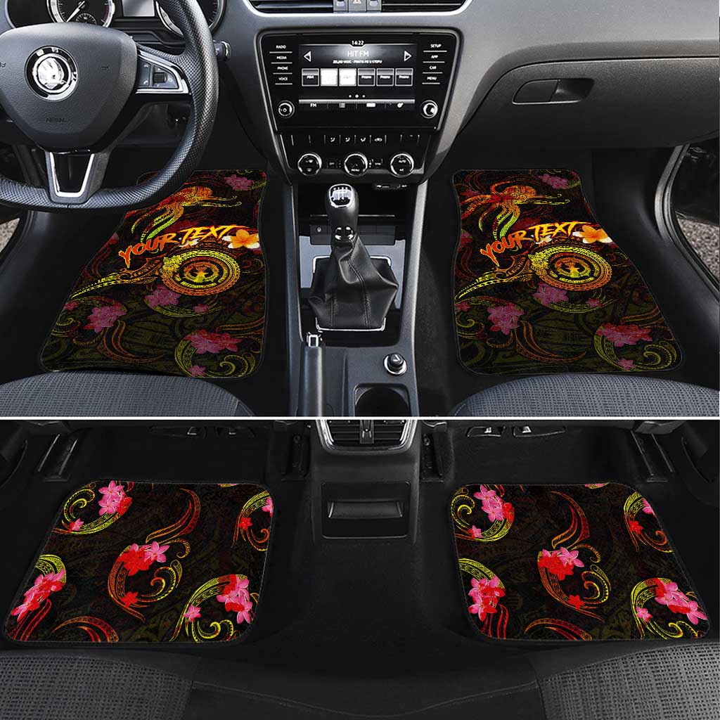 Northern Mariana Islands Car Mats Octopus Plumeria Polynesian Tattoo DT02 Set 4pcs Black - Polynesian Pride