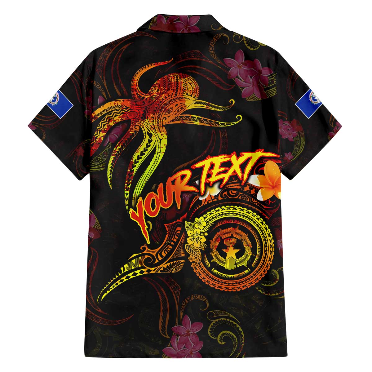 Northern Mariana Islands Family Matching Off The Shoulder Long Sleeve Dress and Hawaiian Shirt Octopus Plumeria Polynesian Tattoo