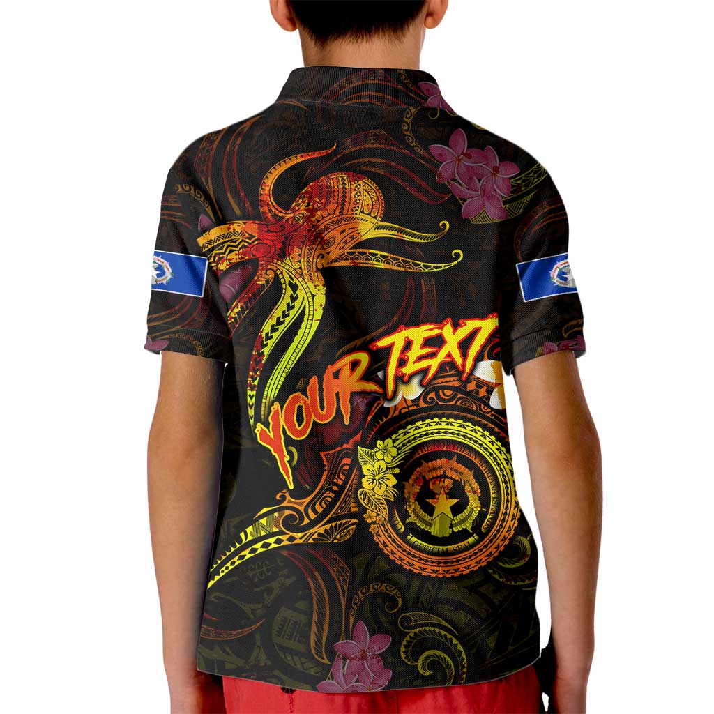 Northern Mariana Islands Kid Polo Shirt Octopus Plumeria Polynesian Tattoo DT02 - Polynesian Pride