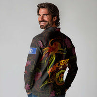 Northern Mariana Islands Long Sleeve Polo Shirt Octopus Plumeria Polynesian Tattoo DT02 - Polynesian Pride