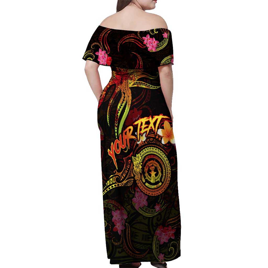 Northern Mariana Islands Off Shoulder Maxi Dress Octopus Plumeria Polynesian Tattoo DT02 - Polynesian Pride