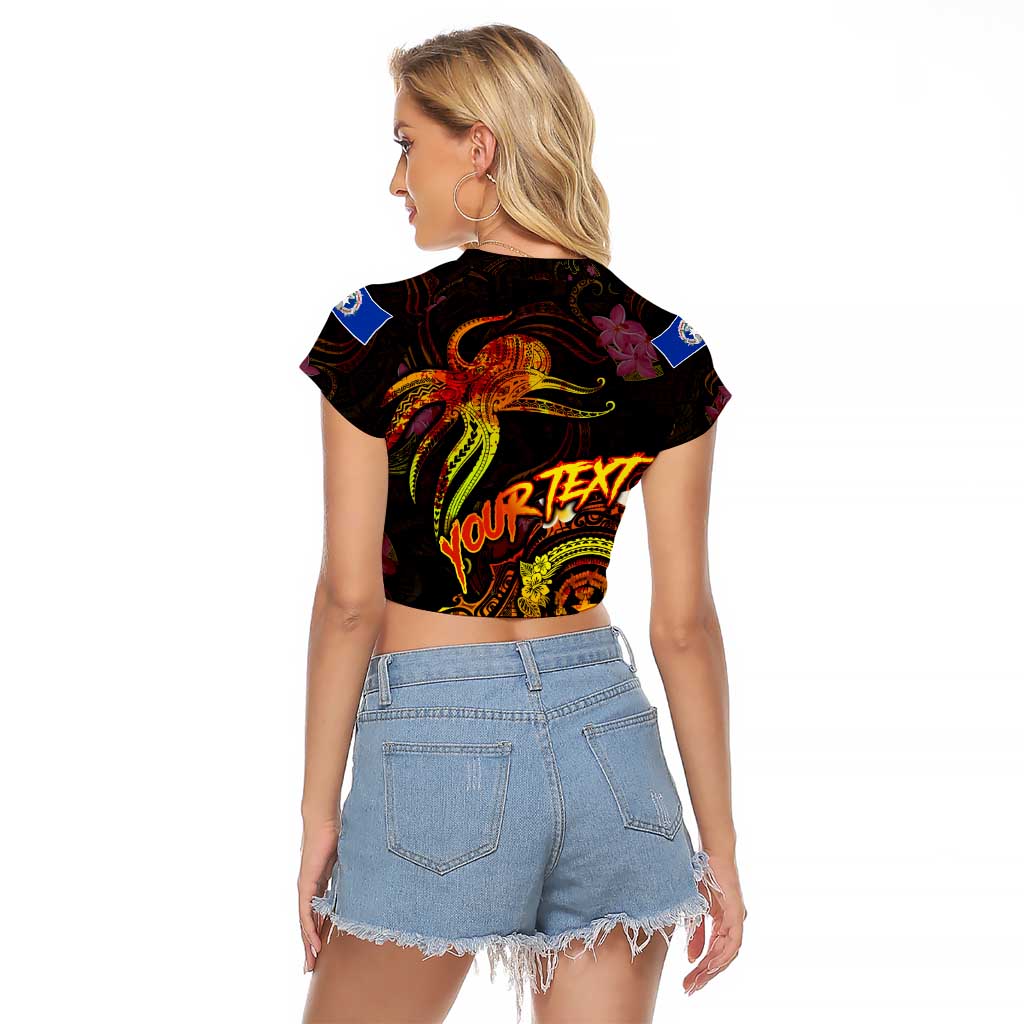 Northern Mariana Islands Raglan Cropped T Shirt Octopus Plumeria Polynesian Tattoo DT02 - Polynesian Pride