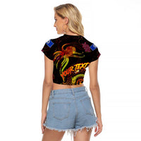 Northern Mariana Islands Raglan Cropped T Shirt Octopus Plumeria Polynesian Tattoo DT02 - Polynesian Pride