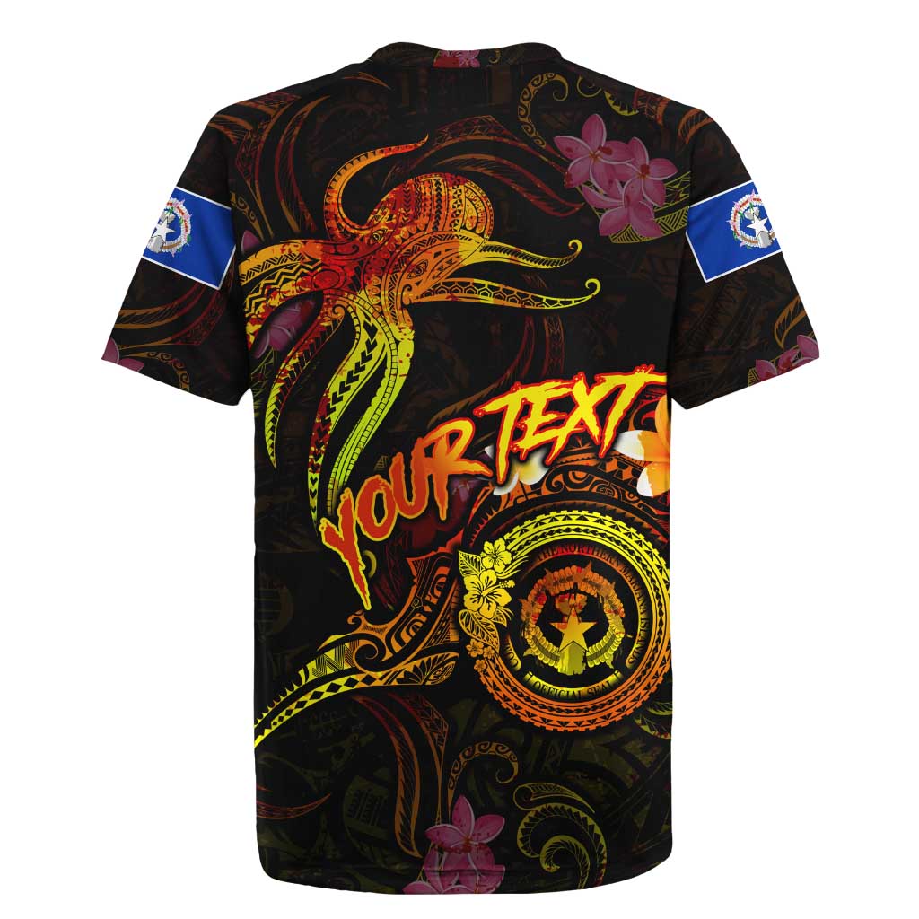 Northern Mariana Islands Rugby Jersey Octopus Plumeria Polynesian Tattoo