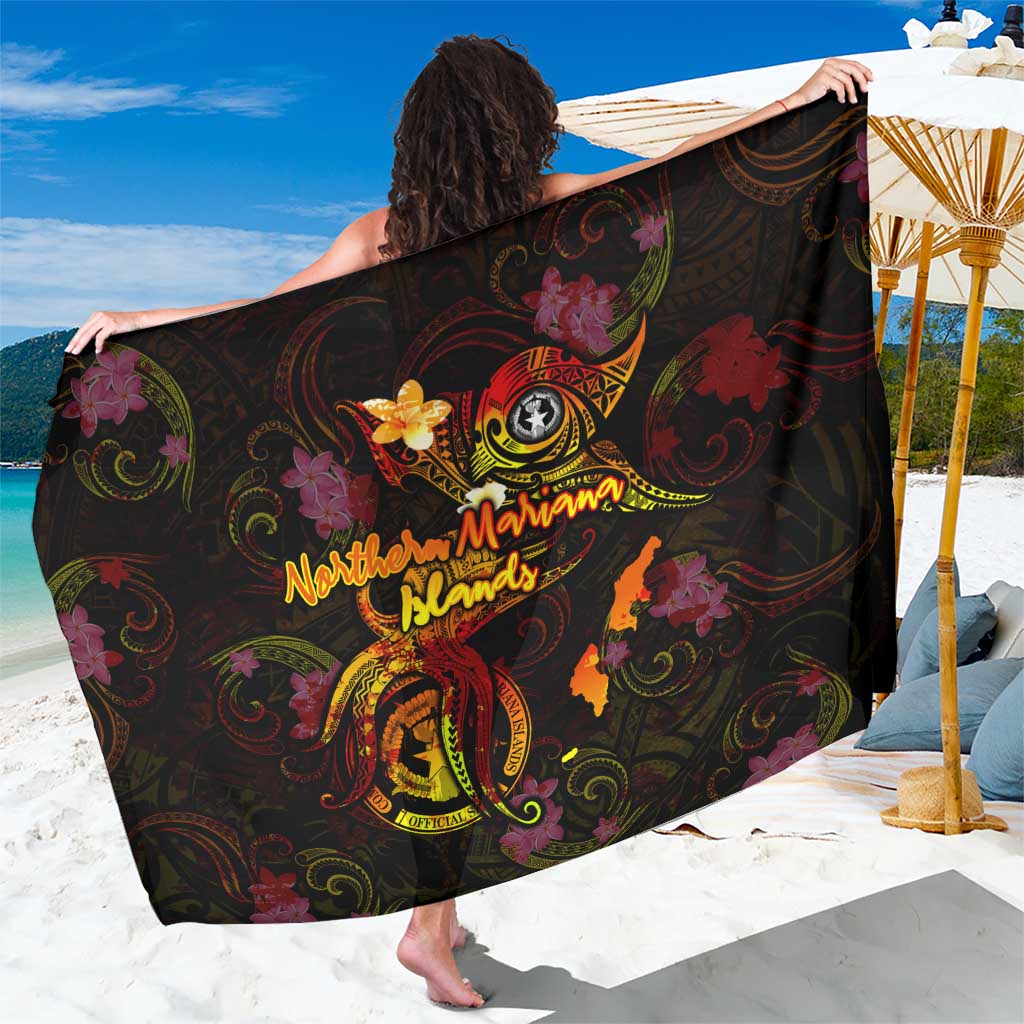 Northern Mariana Islands Sarong Octopus Plumeria Polynesian Tattoo DT02 One Size 44 x 66 inches Black - Polynesian Pride