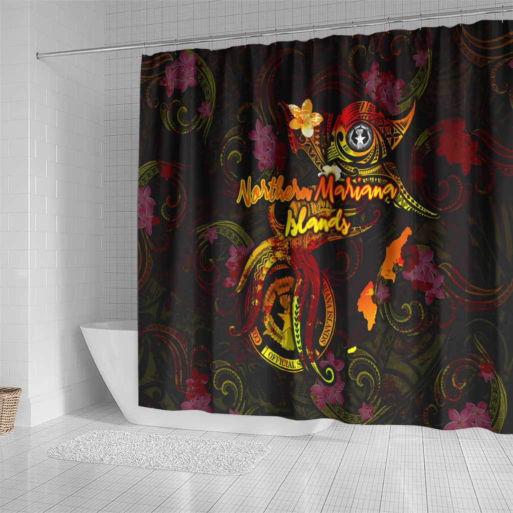 Northern Mariana Islands Shower Curtain Octopus Plumeria Polynesian Tattoo