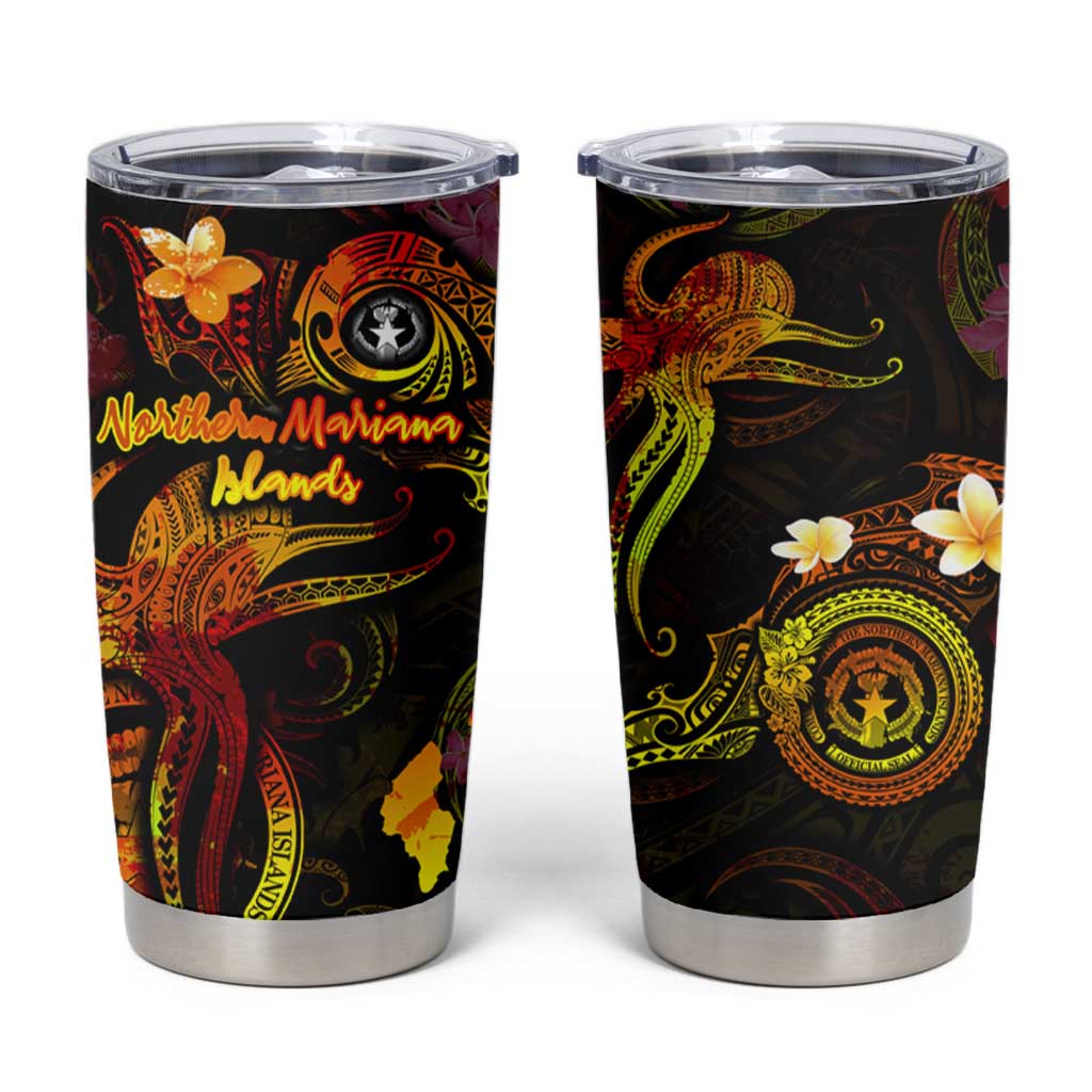 Northern Mariana Islands Tumbler Cup Octopus Plumeria Polynesian Tattoo