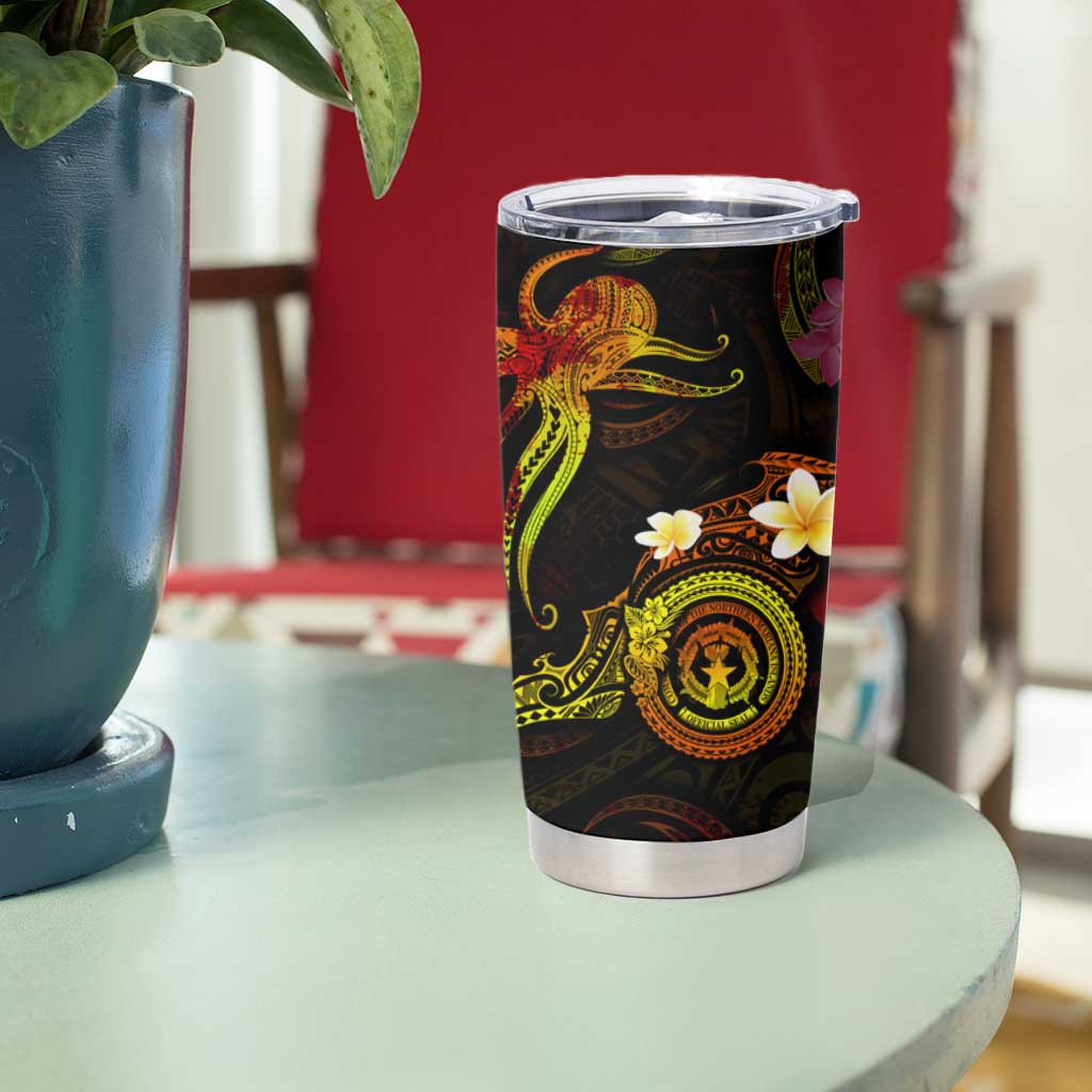 Northern Mariana Islands Tumbler Cup Octopus Plumeria Polynesian Tattoo
